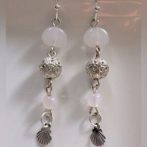Vintage Silver and White Dangle Earrings